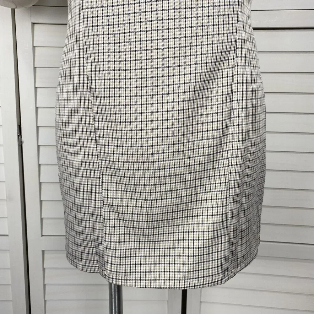 Princess Polly Alaysiah Mini Dress Tan Check Spaghetti‎ Strap AU 12 US Size 8